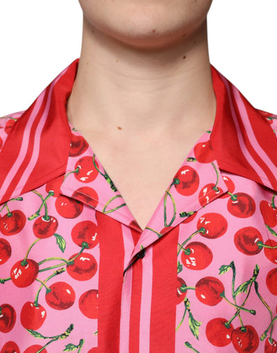 Chemise décontractée boutonnée en soie rose cerise Dolce &amp; Gabbana