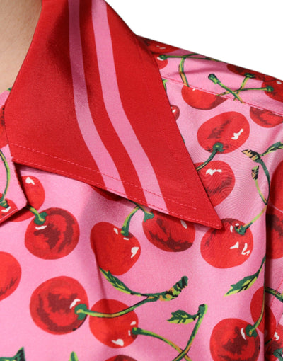 Chemise décontractée boutonnée en soie rose cerise Dolce &amp; Gabbana