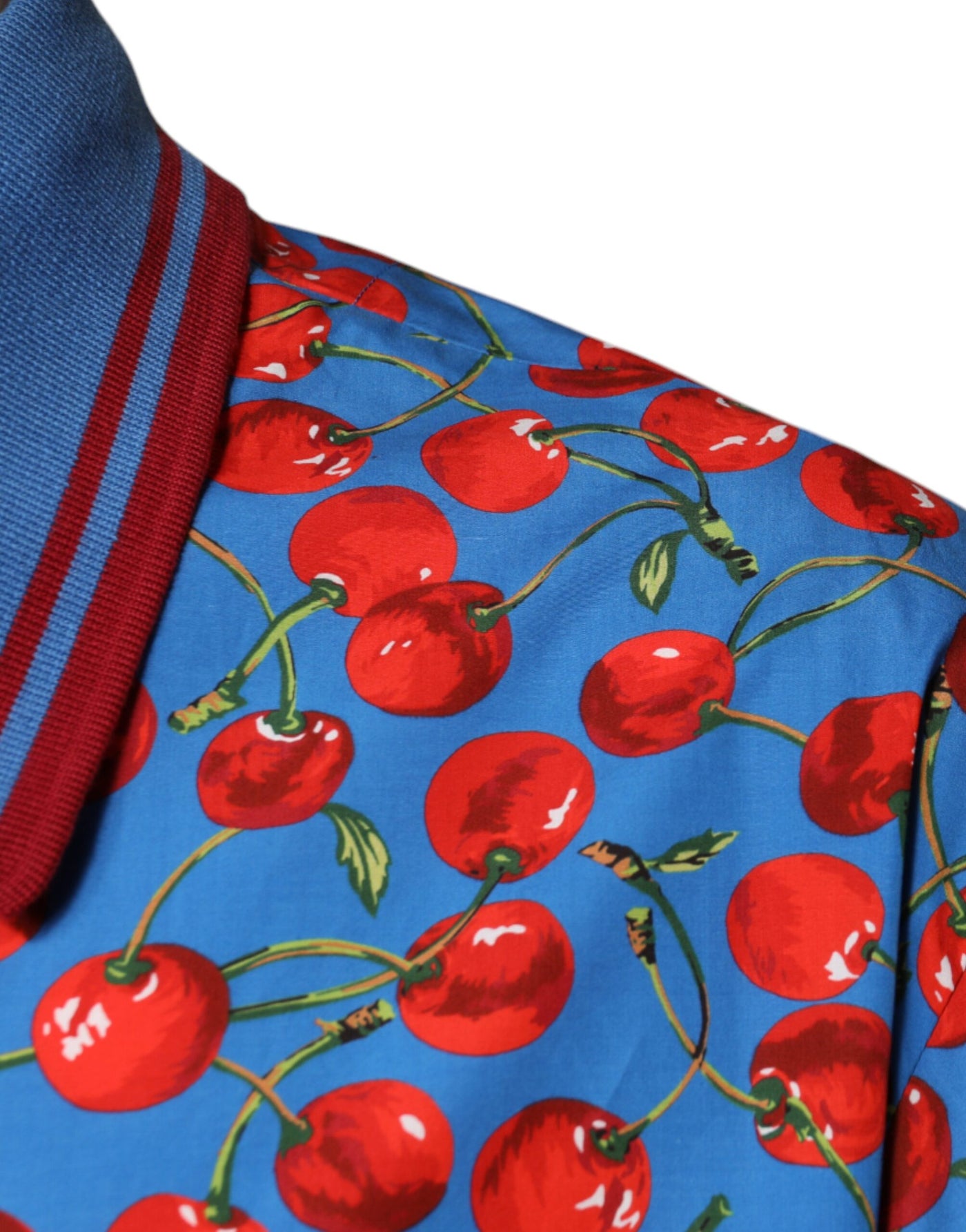 Dolce &amp; Gabbana Blue Cherry Cotton Collared Heren Polo T-shirt
