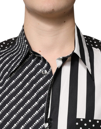 Chemise décontractée boutonnée à rayures noires et blanches Dolce &amp; Gabbana