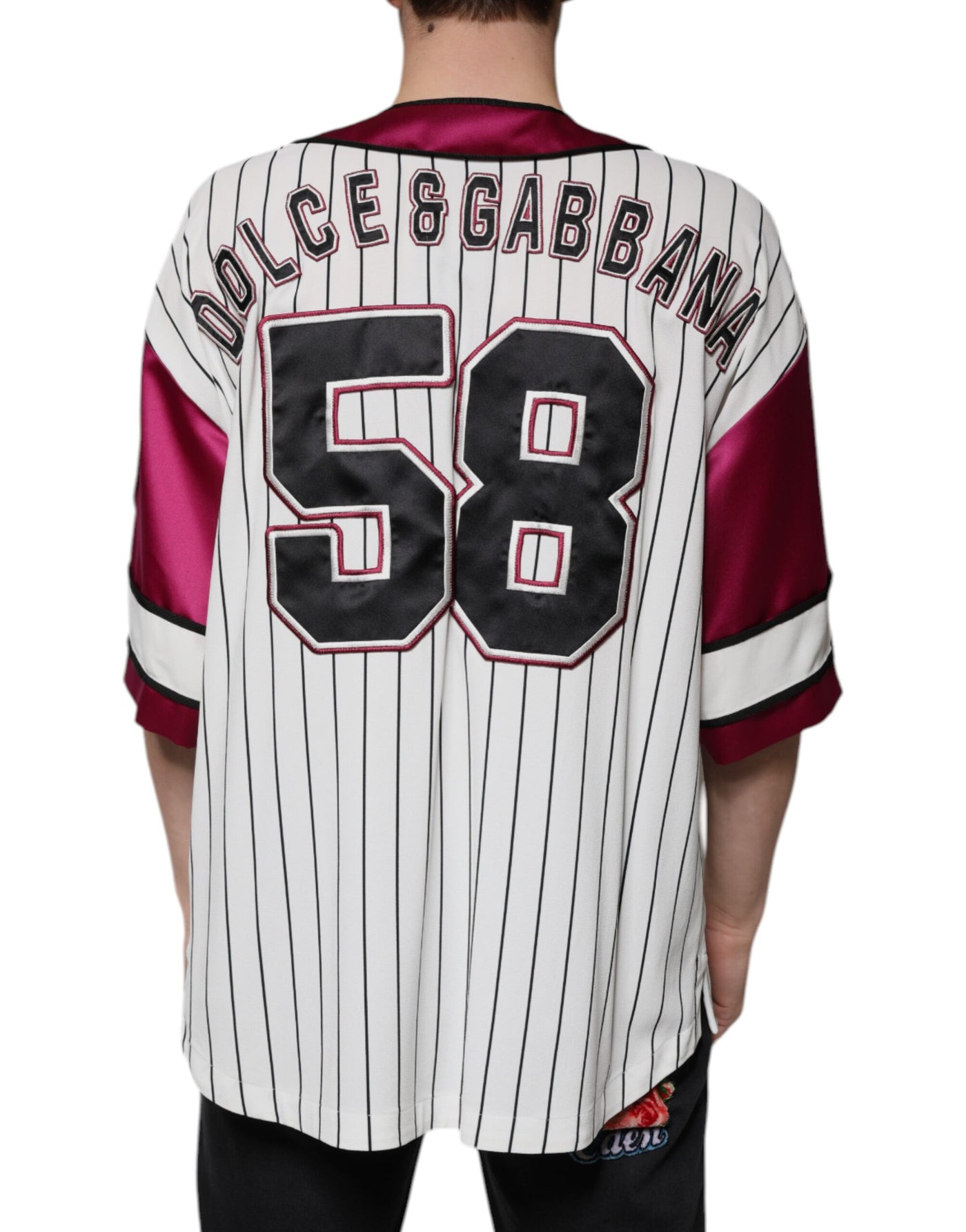 Dolce &amp; Gabbana Multicolor Logo Jersey Button V-hals T-shirt