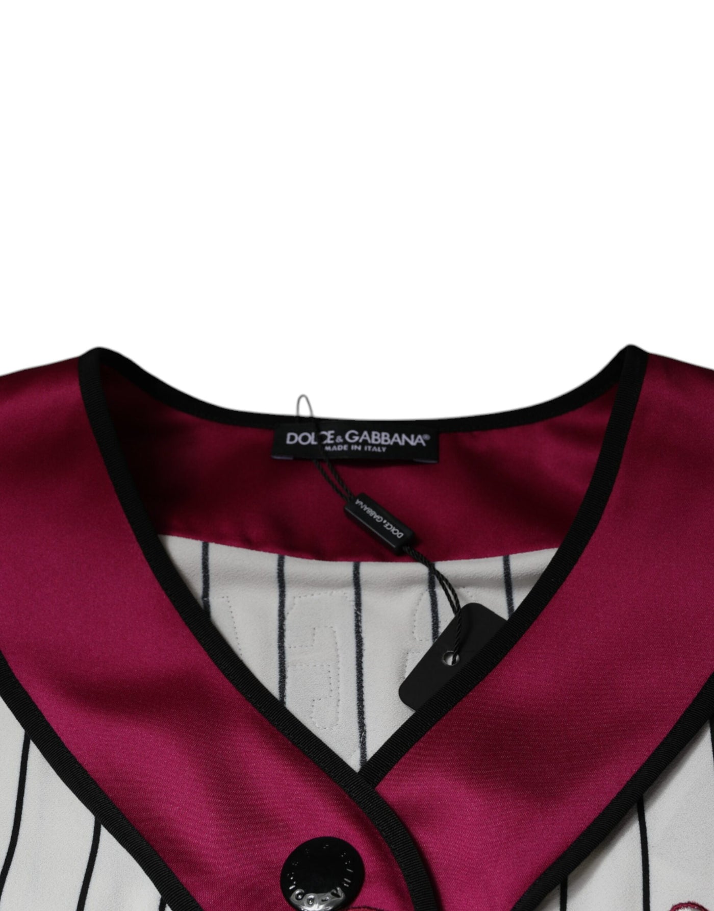 Dolce &amp; Gabbana Multicolor Logo Jersey Button V-hals T-shirt
