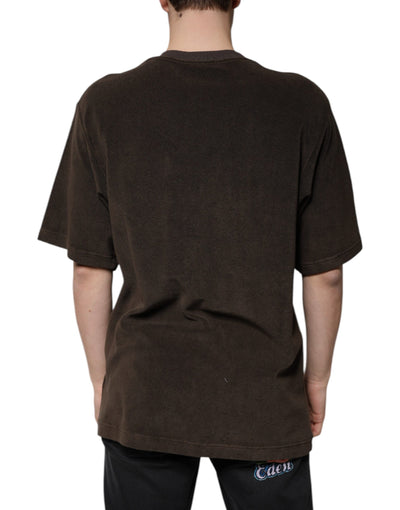 Dolce &amp; Gabbana Bruin Katoenen T-shirt met Ronde Hals en Korte Mouwen