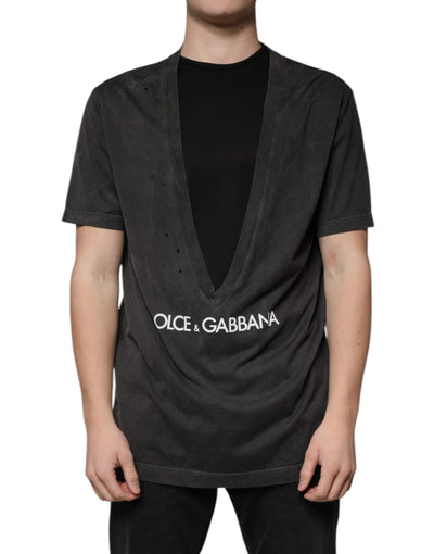 Dolce &amp; Gabbana Zwart Katoenen T-shirt met Ronde Hals en Korte Mouwen