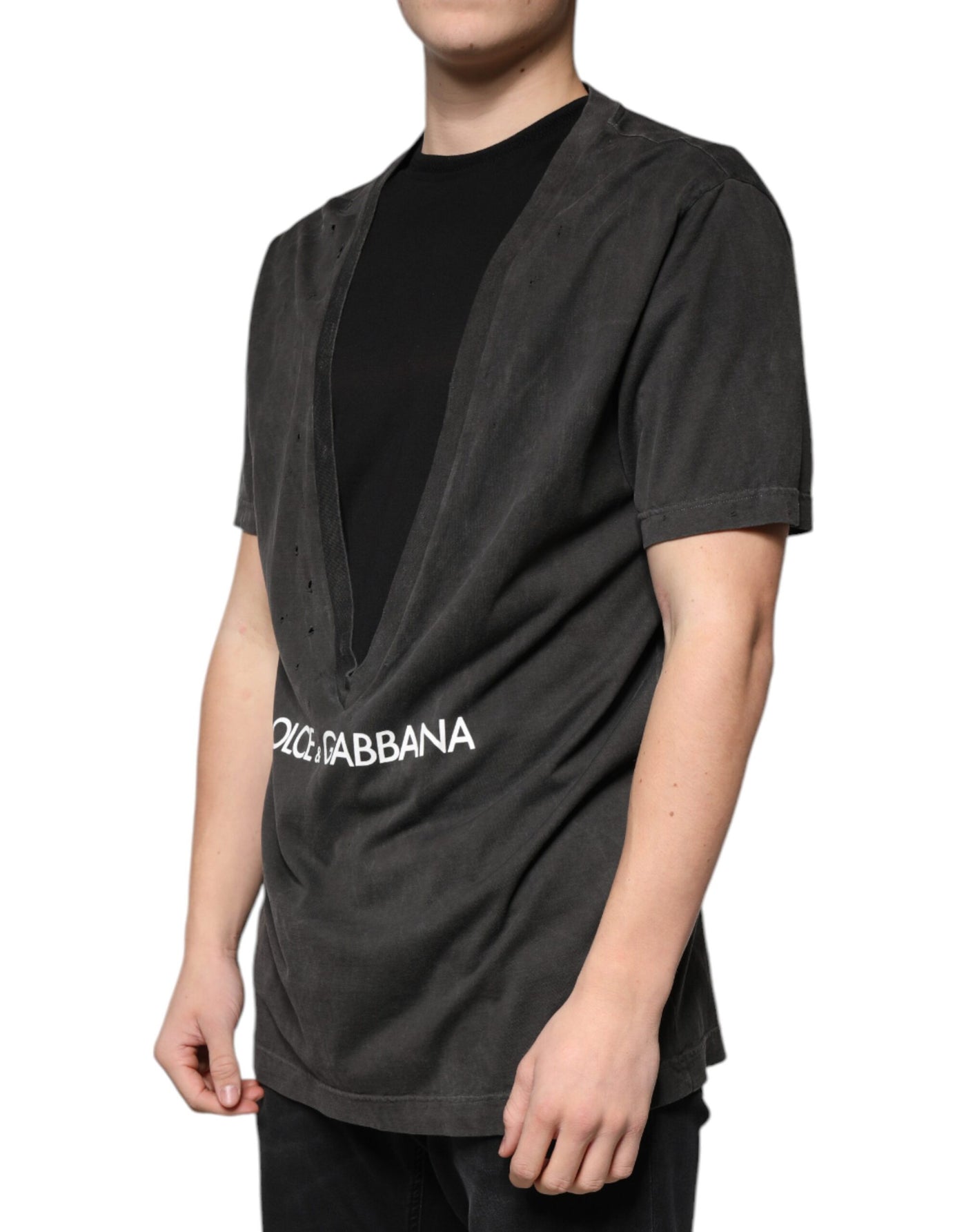 Dolce &amp; Gabbana Zwart Katoenen T-shirt met Ronde Hals en Korte Mouwen