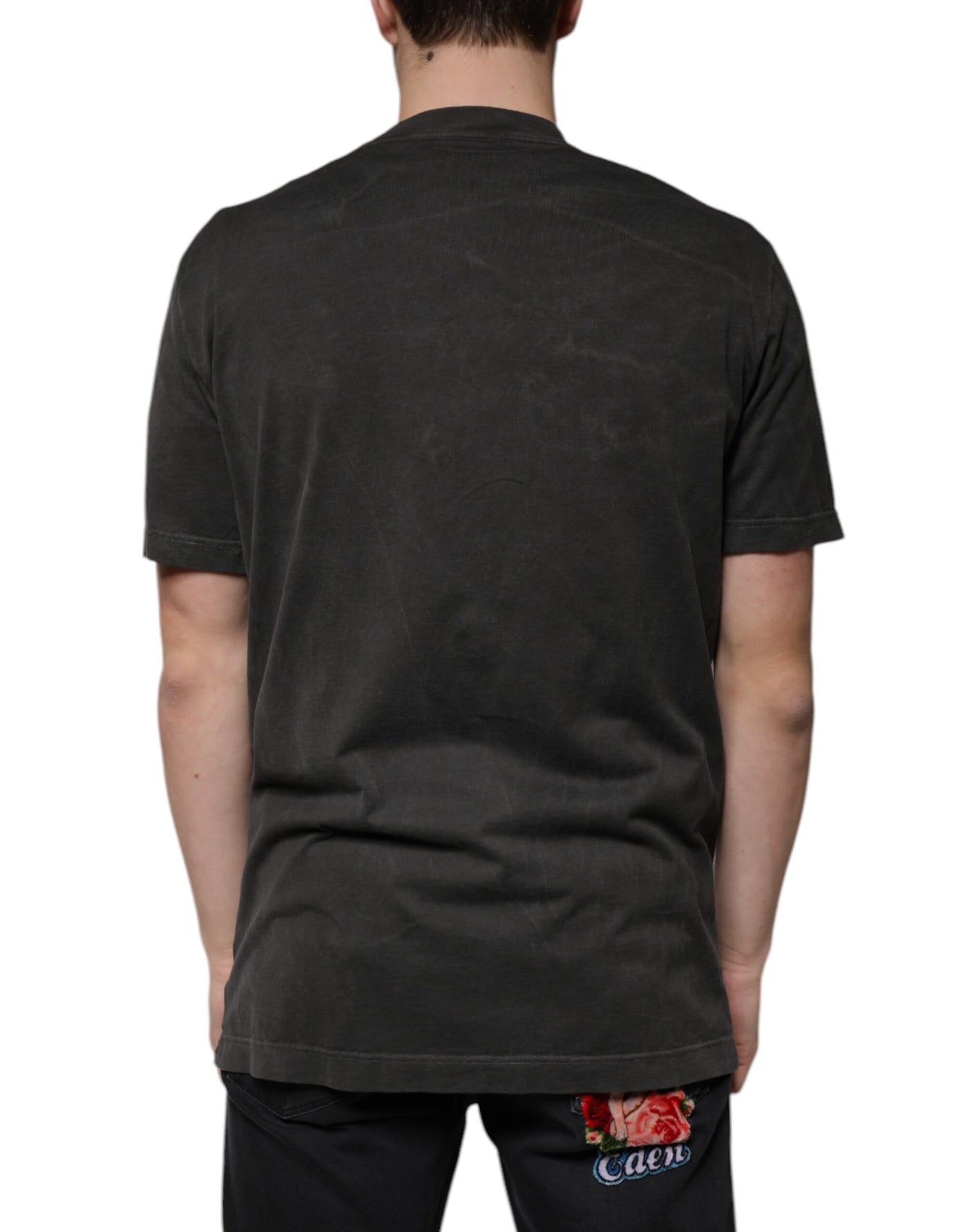 Dolce &amp; Gabbana Zwart Katoenen T-shirt met Ronde Hals en Korte Mouwen