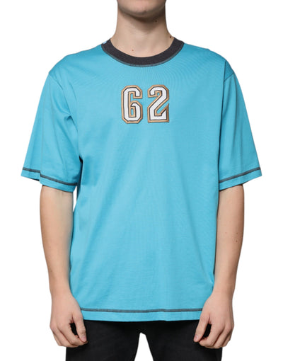 Dolce &amp; Gabbana Blue Logo Crew Neck T-shirt met korte mouwen