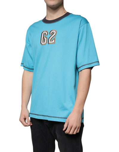 Dolce &amp; Gabbana Blue Logo Crew Neck T-shirt met korte mouwen