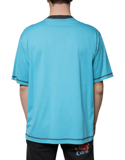 Dolce &amp; Gabbana Blue Logo Crew Neck T-shirt met korte mouwen