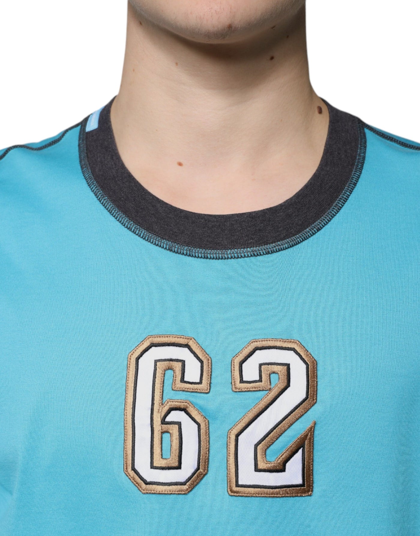Dolce &amp; Gabbana Blue Logo Crew Neck T-shirt met korte mouwen