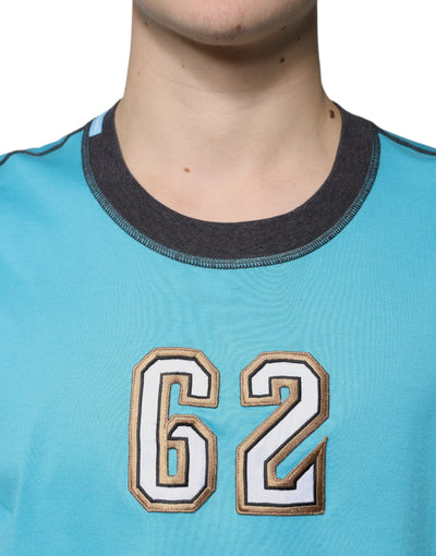 Dolce &amp; Gabbana Blue Logo Crew Neck T-shirt met korte mouwen