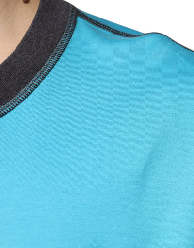 Dolce &amp; Gabbana Blue Logo Crew Neck T-shirt met korte mouwen