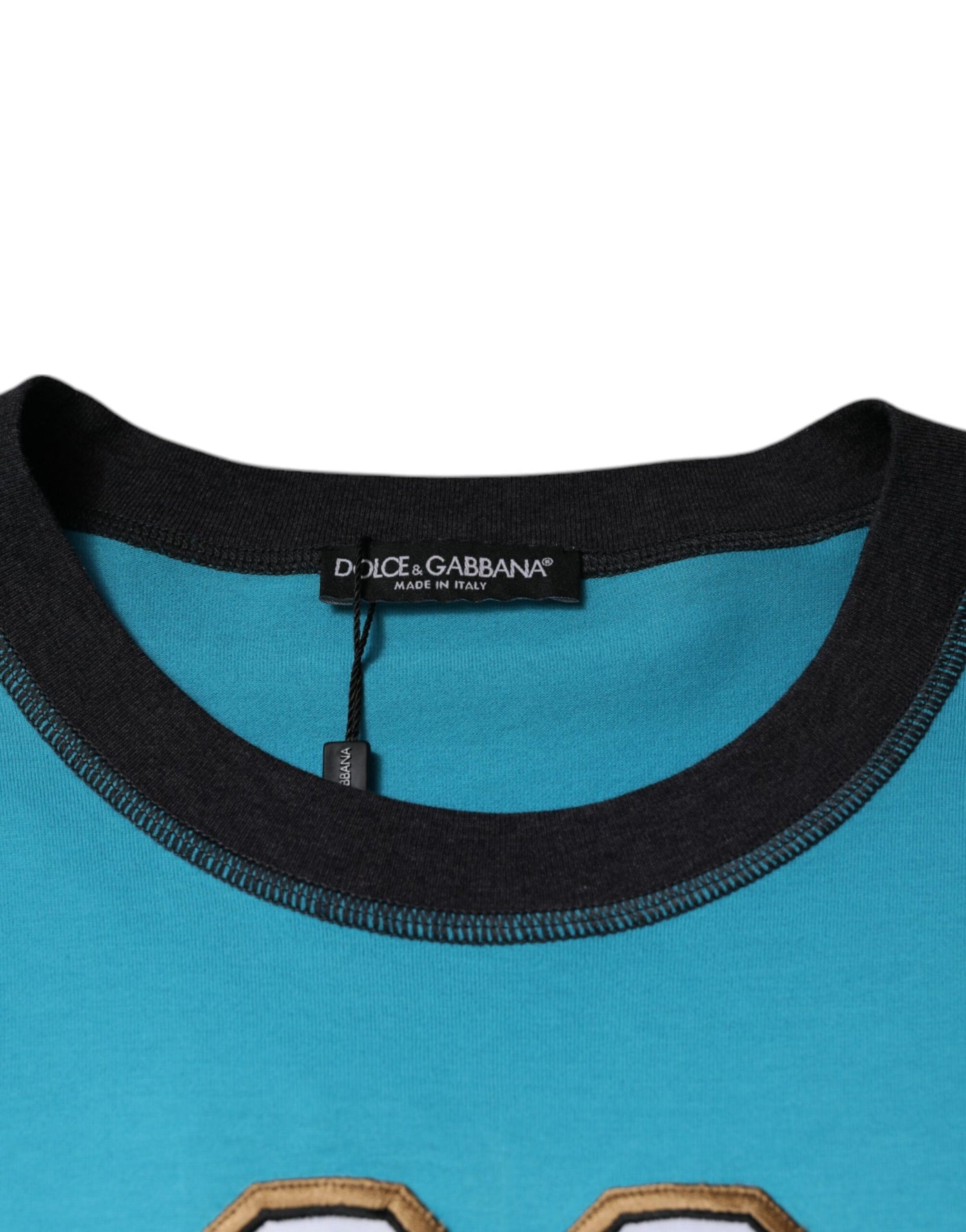 Dolce &amp; Gabbana Blue Logo Crew Neck T-shirt met korte mouwen