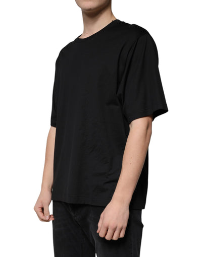 Dolce &amp; Gabbana Zwart Katoenen T-shirt met Ronde Hals en Korte Mouwen