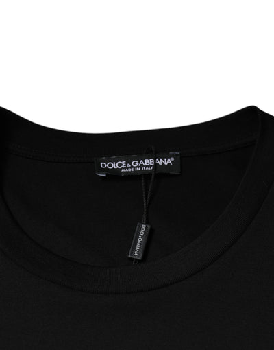 Dolce &amp; Gabbana Zwart Katoenen T-shirt met Ronde Hals en Korte Mouwen