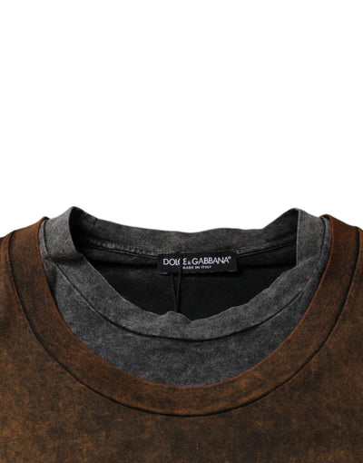 Dolce &amp; Gabbana Bruin Katoenen T-shirt met Ronde Hals en Mouwloos