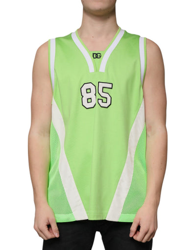 Dolce &amp; Gabbana Groen Polyester Jersey Mouwloos T-shirt