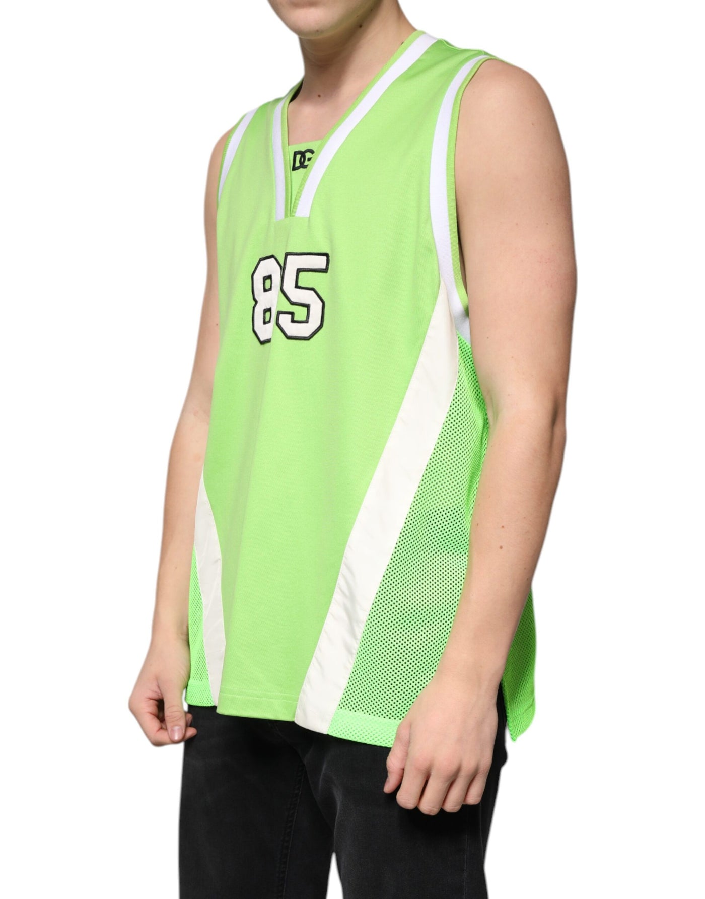 Dolce &amp; Gabbana Groen Polyester Jersey Mouwloos T-shirt
