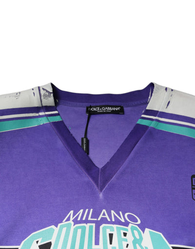 Dolce &amp; Gabbana paars logo jersey katoenen V-hals T-shirt