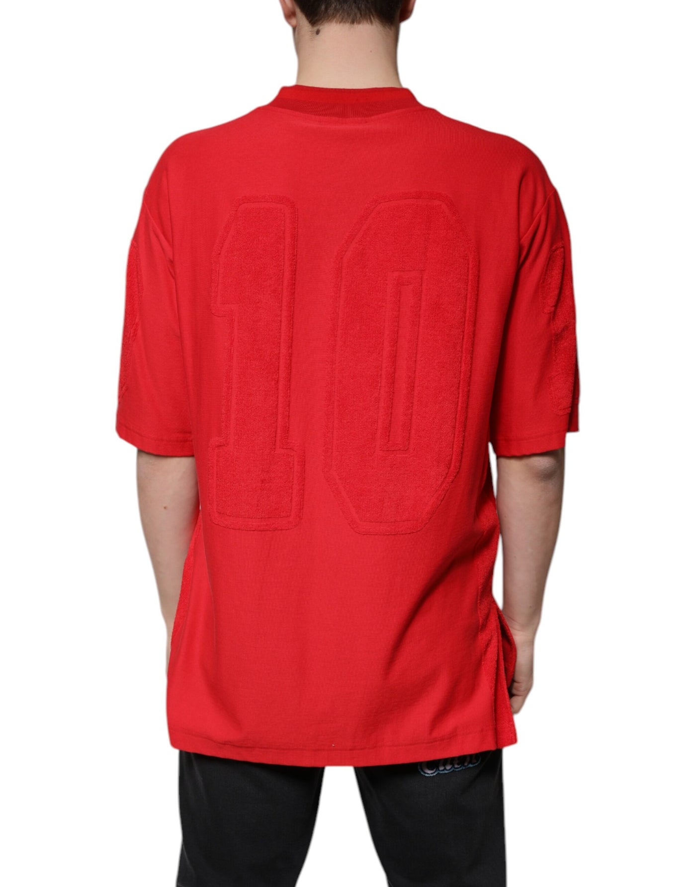 Dolce &amp; Gabbana Rood Katoenen V-hals T-shirt met Korte Mouwen