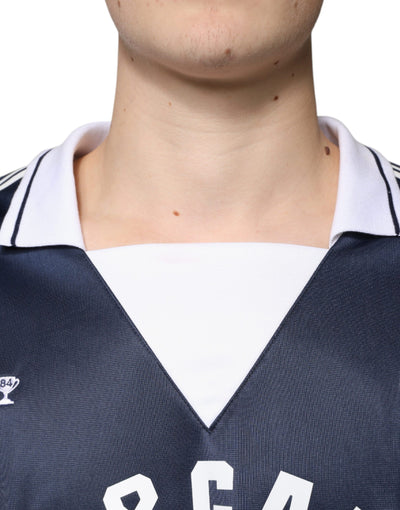Dolce &amp; Gabbana Blauw Wit Milano T-shirt met Lange Mouwen