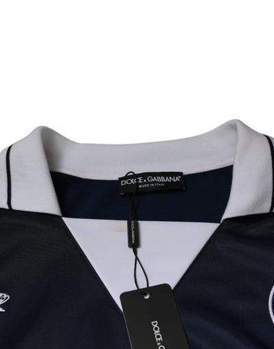 Dolce &amp; Gabbana Blauw Wit Milano T-shirt met Lange Mouwen