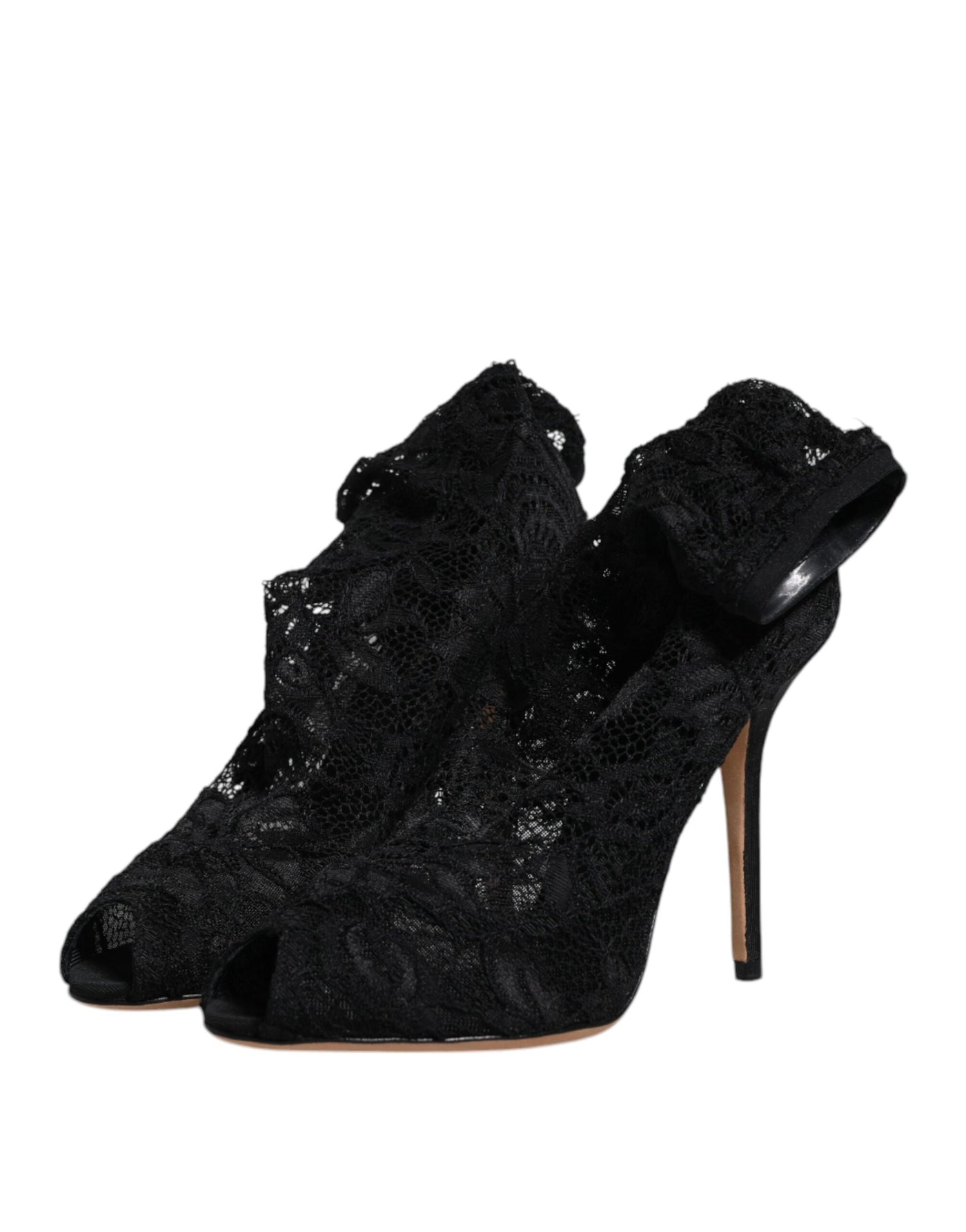 Bottes mi-mollet extensibles en dentelle noire Dolce &amp; Gabbana