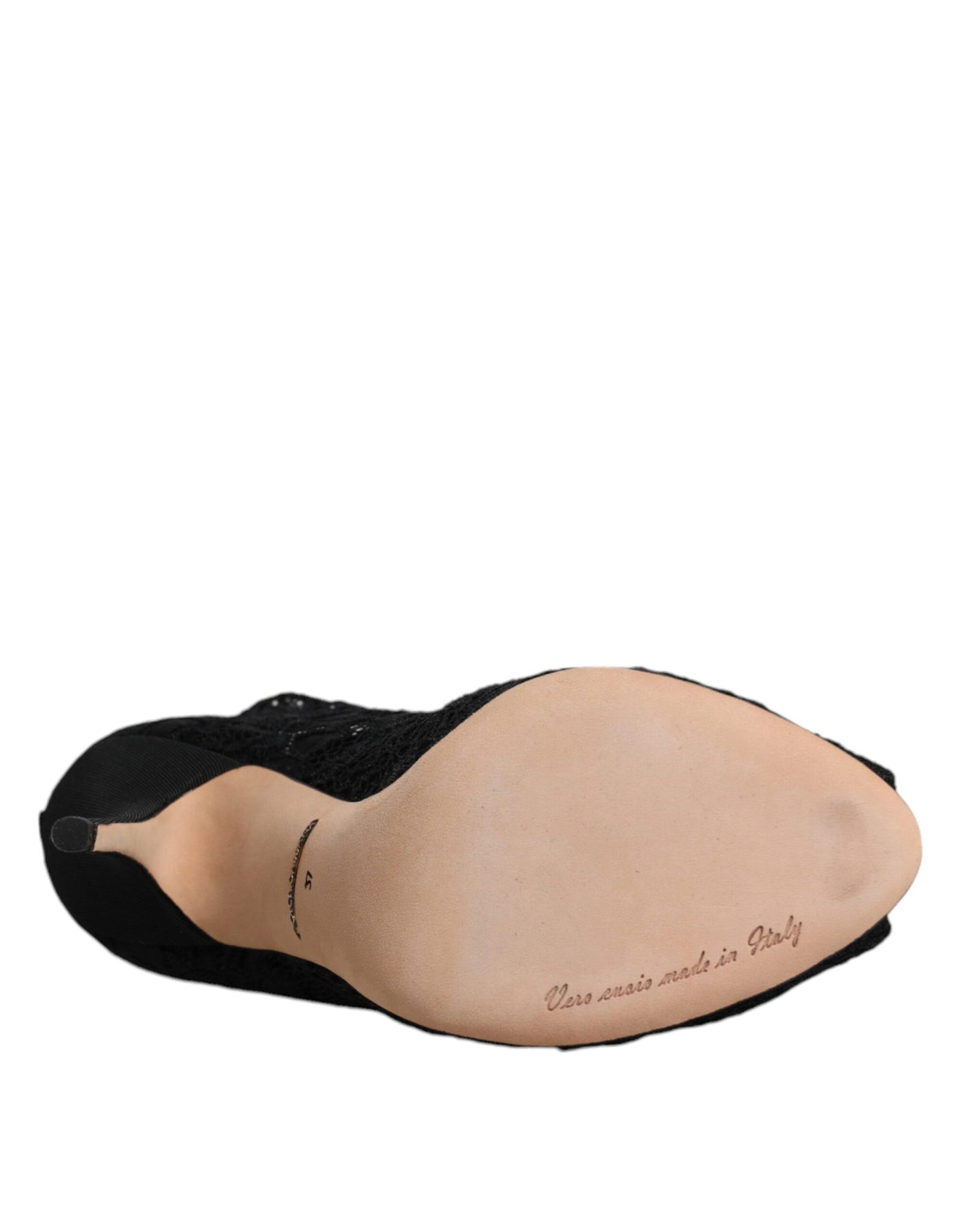 Bottes mi-mollet extensibles en dentelle noire Dolce &amp; Gabbana
