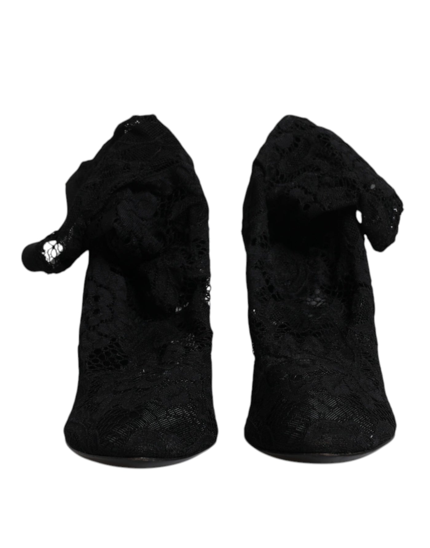 Bottes mi-mollet extensibles en dentelle noire Dolce &amp; Gabbana