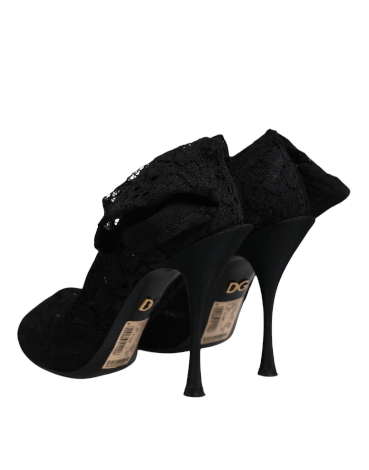 Bottes mi-mollet extensibles en dentelle noire Dolce &amp; Gabbana