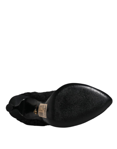 Bottes mi-mollet extensibles en dentelle noire Dolce &amp; Gabbana