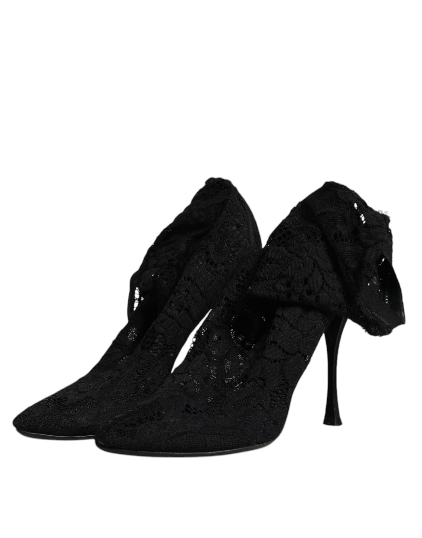 Bottes mi-mollet extensibles en dentelle noire Dolce &amp; Gabbana