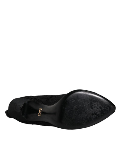 Bottes mi-mollet extensibles en dentelle noire Dolce &amp; Gabbana