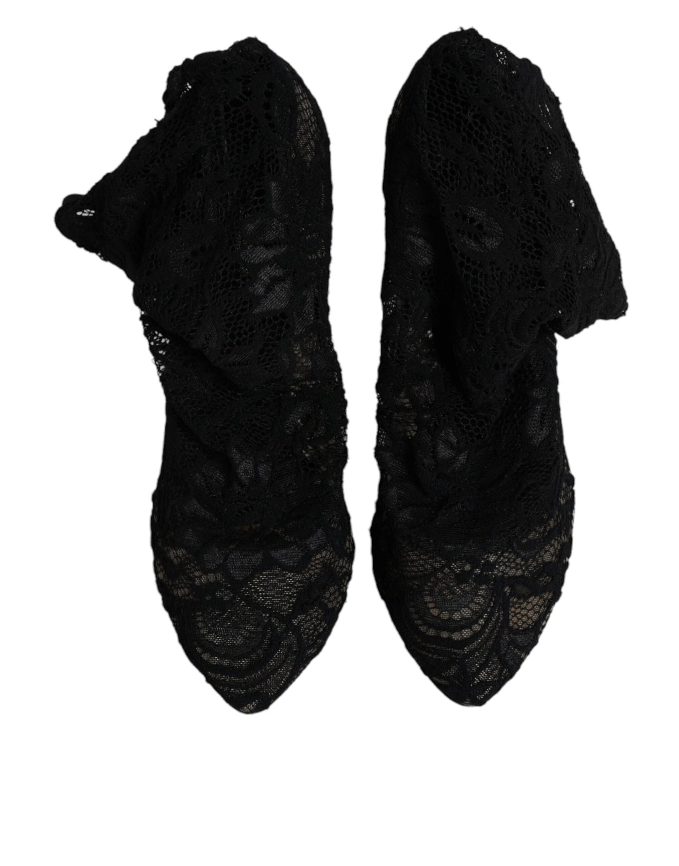 Bottes mi-mollet extensibles en dentelle noire Dolce &amp; Gabbana