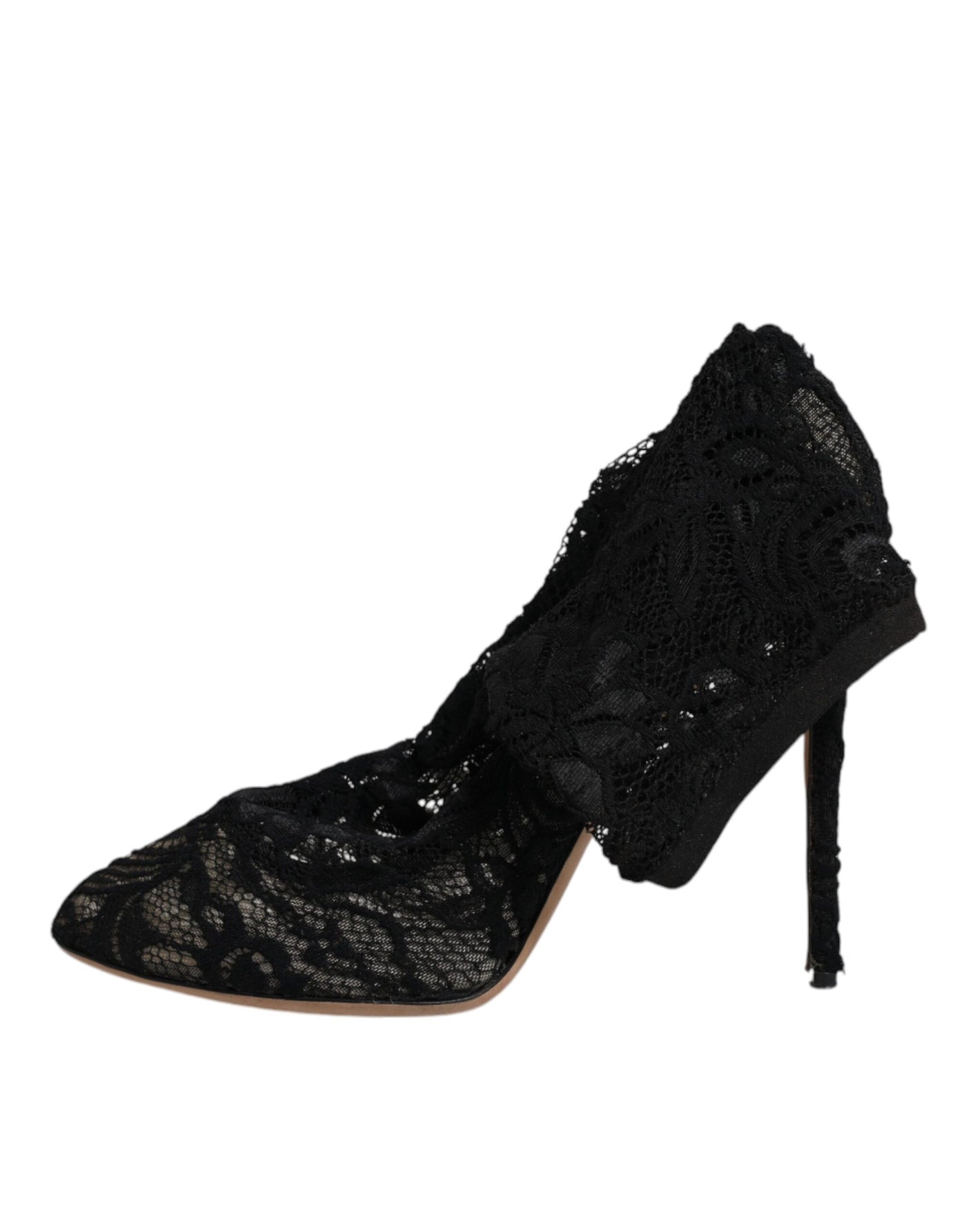 Bottes mi-mollet extensibles en dentelle noire Dolce &amp; Gabbana
