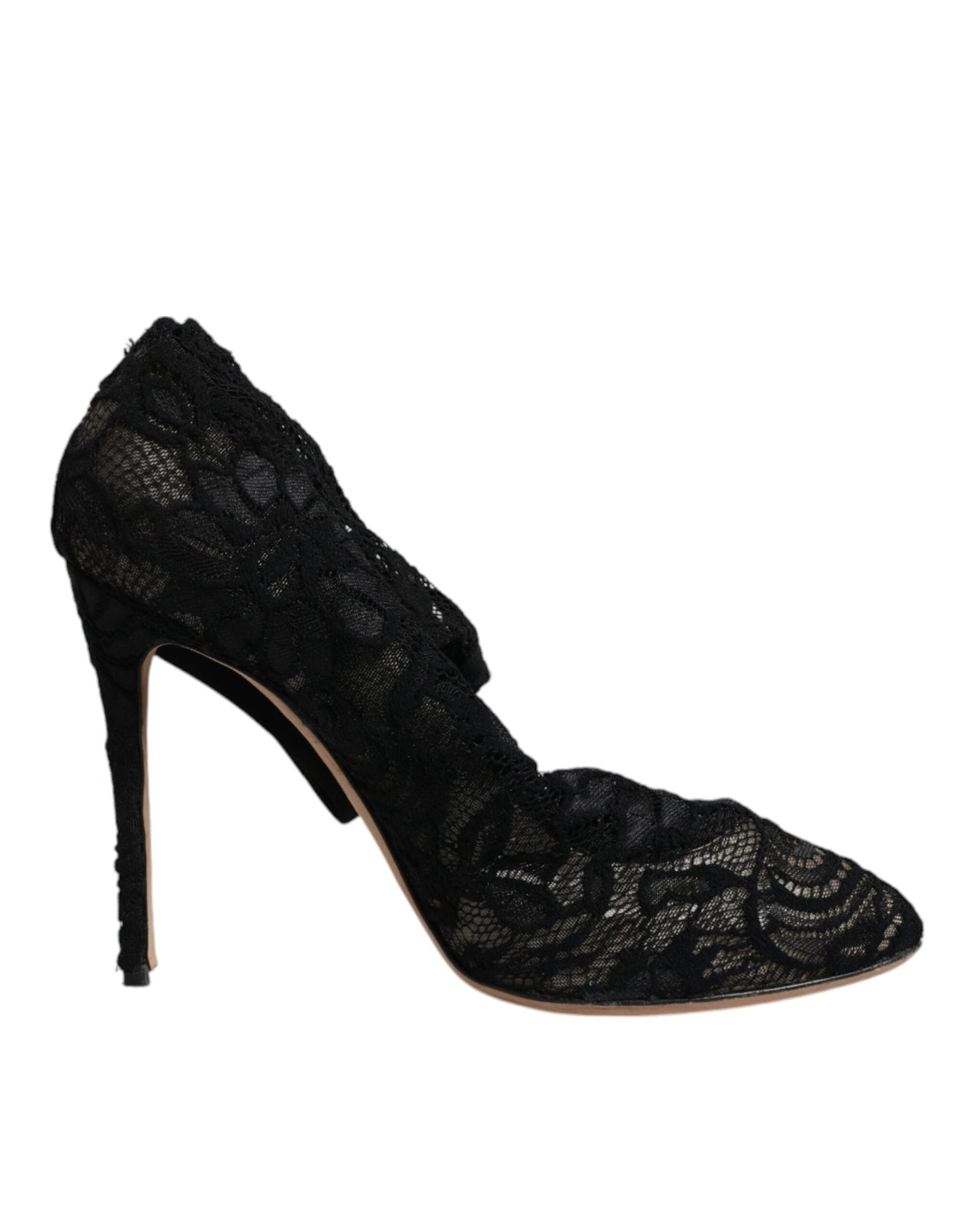 Bottes mi-mollet extensibles en dentelle noire Dolce &amp; Gabbana
