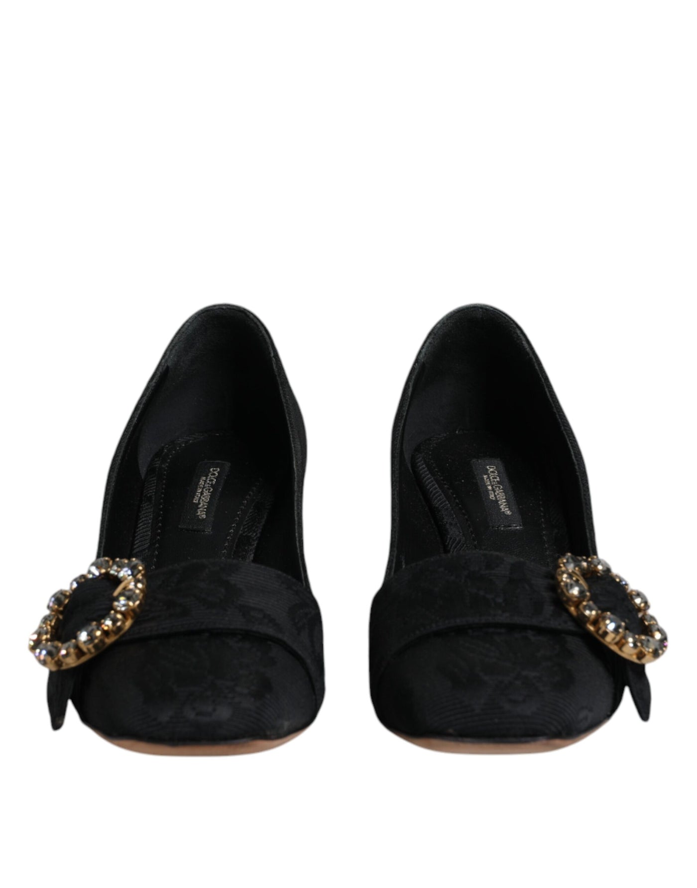 Dolce &amp; Gabbana Zwarte Brokaat Kristallen Hakken Pumps Schoenen