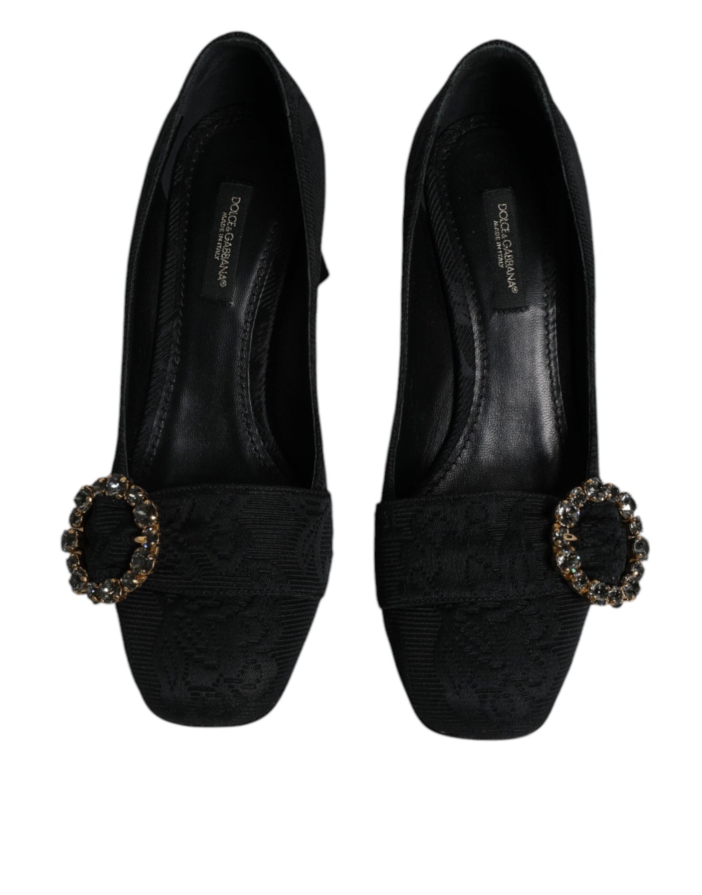 Dolce &amp; Gabbana Zwarte Brokaat Kristallen Hakken Pumps Schoenen