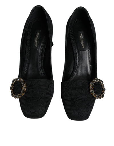 Dolce &amp; Gabbana Zwarte Brokaat Kristallen Hakken Pumps Schoenen