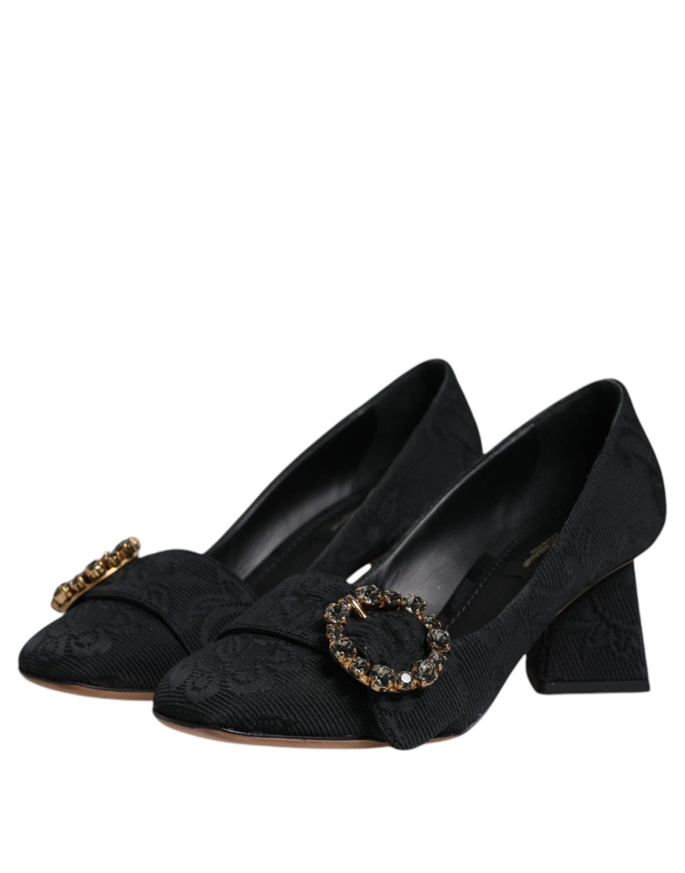 Dolce &amp; Gabbana Zwarte Brokaat Kristallen Hakken Pumps Schoenen