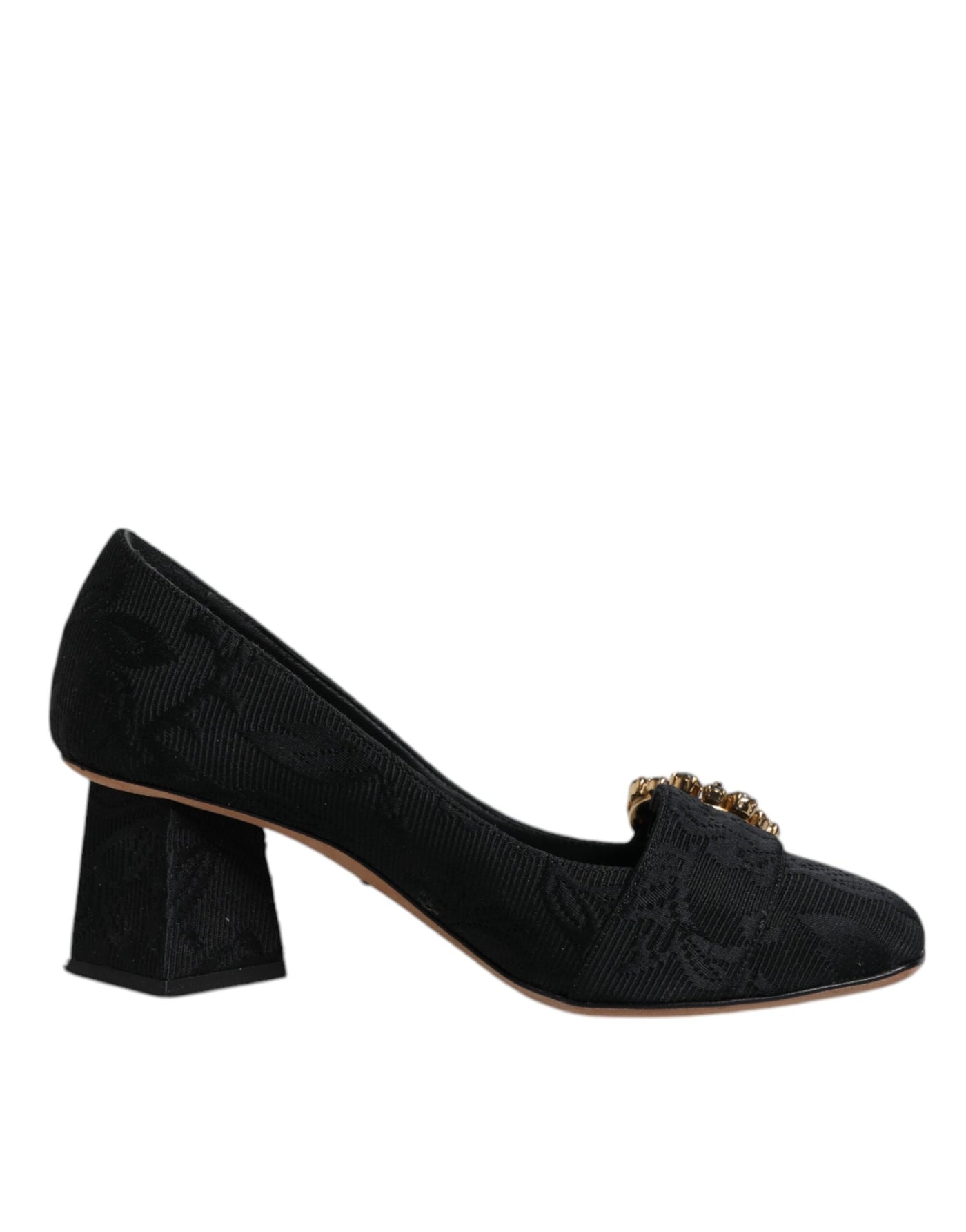 Dolce &amp; Gabbana Zwarte Brokaat Kristallen Hakken Pumps Schoenen