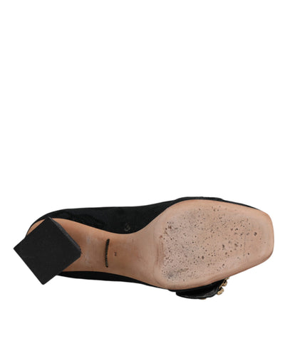 Dolce &amp; Gabbana Zwarte Brokaat Kristallen Hakken Pumps Schoenen