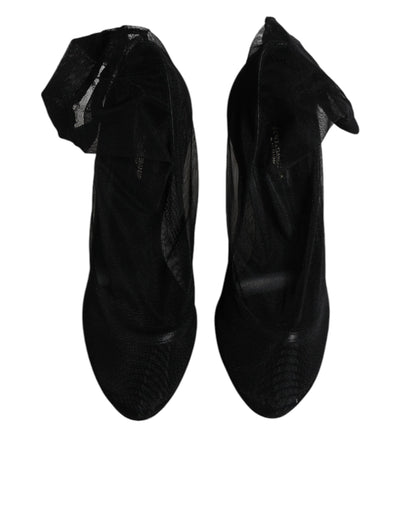 Bottes chaussettes en nylon extensible noir Dolce &amp; Gabbana
