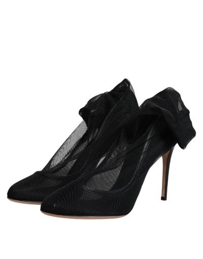 Bottes chaussettes en nylon extensible noir Dolce &amp; Gabbana