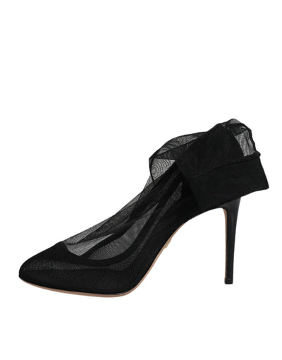 Bottes chaussettes en nylon extensible noir Dolce &amp; Gabbana