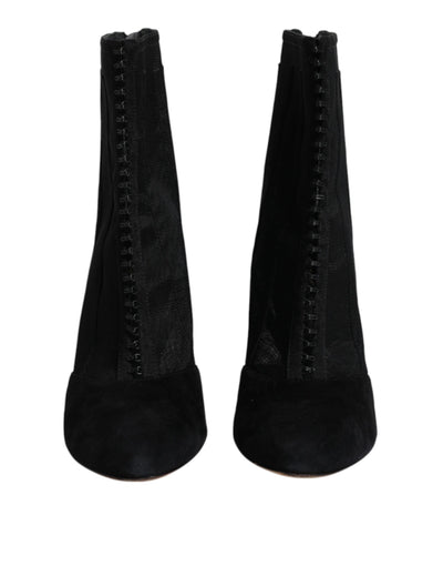 Bottines à talons aiguilles en maille noire Dolce &amp; Gabbana