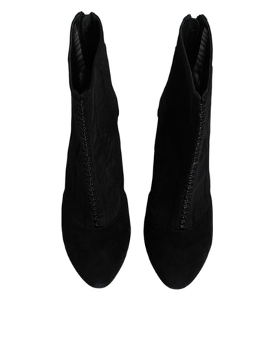 Bottines à talons aiguilles en maille noire Dolce &amp; Gabbana