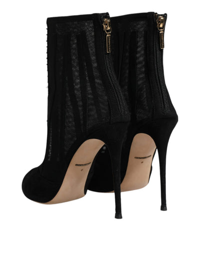 Bottines à talons aiguilles en maille noire Dolce &amp; Gabbana