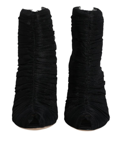 Bottines à talons aiguilles en maille noire Dolce &amp; Gabbana