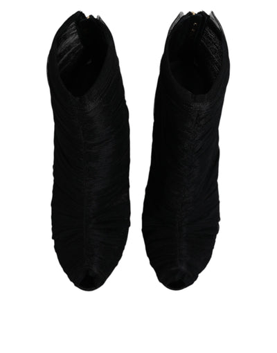Bottines à talons aiguilles en maille noire Dolce &amp; Gabbana